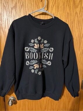 Bookish Floral Crewneck Sweatshirt - Black